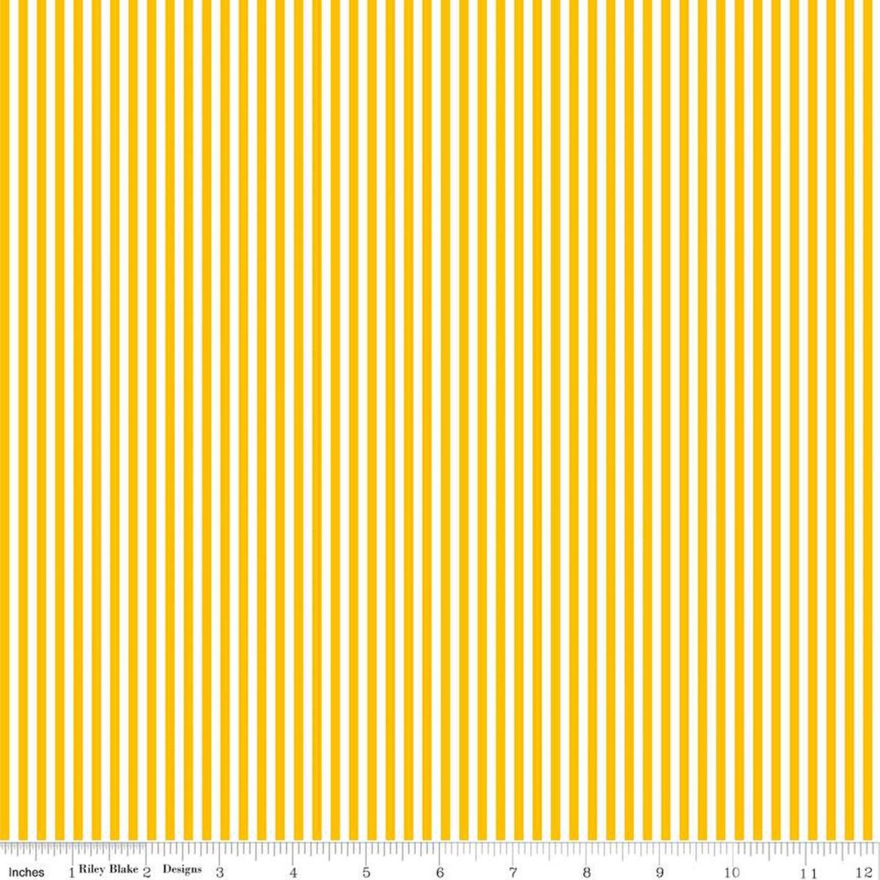Fabric Riley Blake Basics White/Mustard 1/8" Stripes by the Quarter Yard C495-MUSTARD